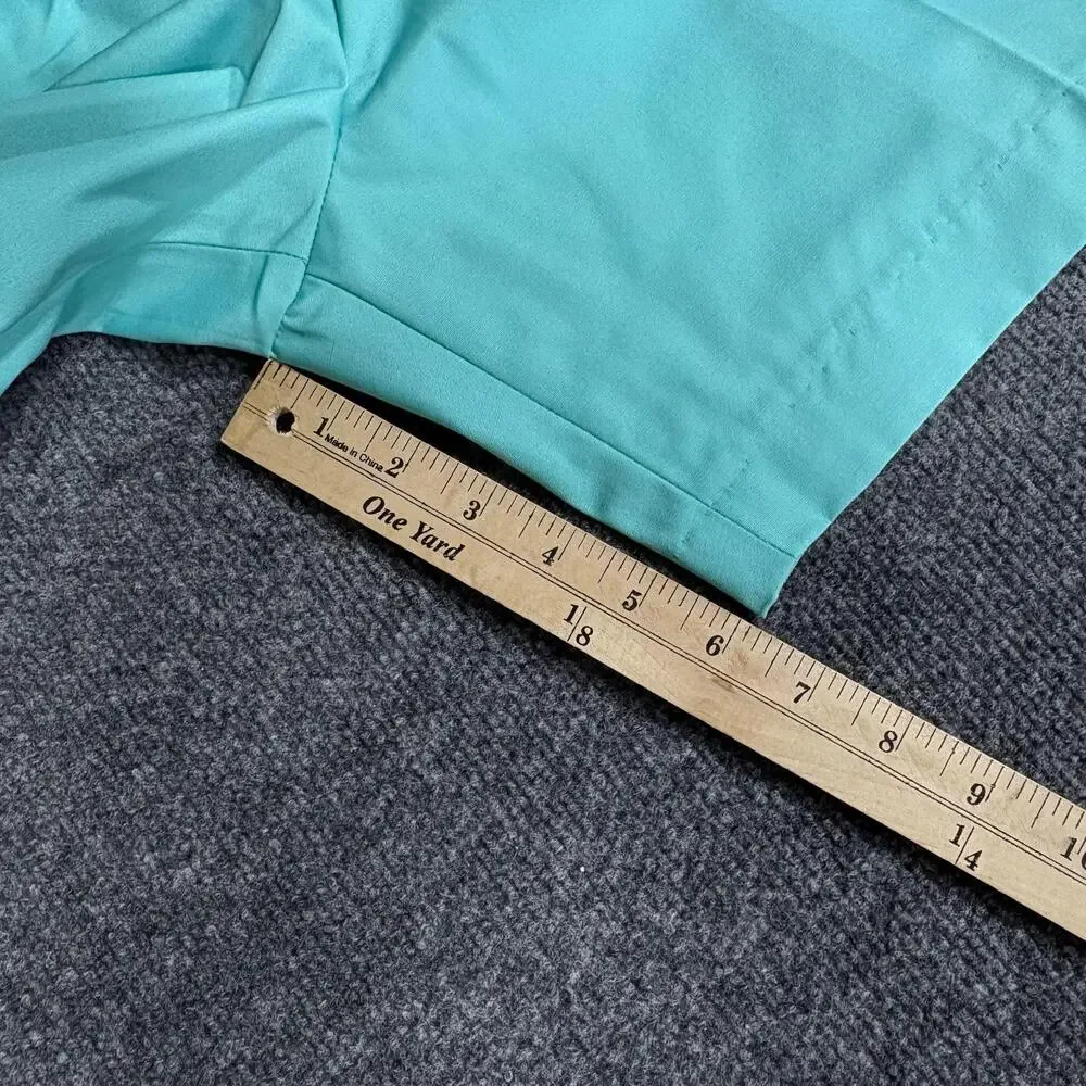 Vintage Lady La Mode Shorts Womens 12 Green Pleated Elastic Waist Chino Bermuda